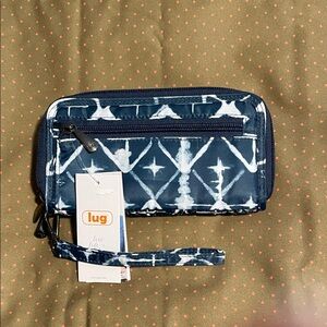 Lug Blue and White Wristlet Clutch